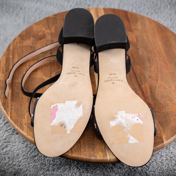 Kate Spade Watson Suede and Cotton Embroidered Black Heels Womens Size 9.5 M - Picture 5 of 6